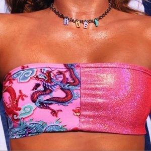 Mille Jane Swim suit top custom small pink dragons